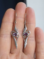 Superb KIT HEATH 925 Dangly Amethyst Earrings Long Drop Great Condition Gift