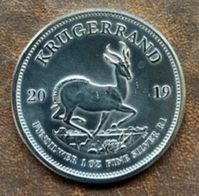 Silver Krugerrand  1 oz silver bullion 0.999 coin. Minted 2019