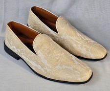 Men’s Wedding Punjabi Indian Pakistani Embroidered Fabric Loafer Shoes Size 9