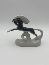 Vintage USSR Porcelain Horse Figurine – Made in USSR – Black & White - Art Deco