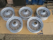 Jaguar rebuilt flat hub silver wire wheels set of 5 , MWS  472  5K x 15 72 spoke