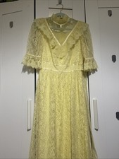 Vintage Yellow Lace Gown Dress