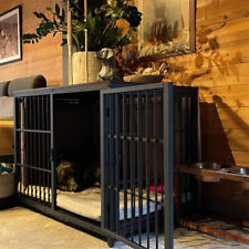 Heavy Thicken Tube Metal Dog Crate Table Enhanced Pet Cage Kennel Furniture Pan