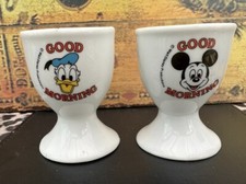 Pair Of Vintage Disney Egg Cups Mickey And Donald 1990s Disneyana 