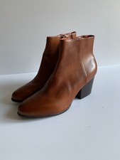 Bertie brown tan leather ankle boots UK 8 EU 41 NEW gaucho block heel zip side