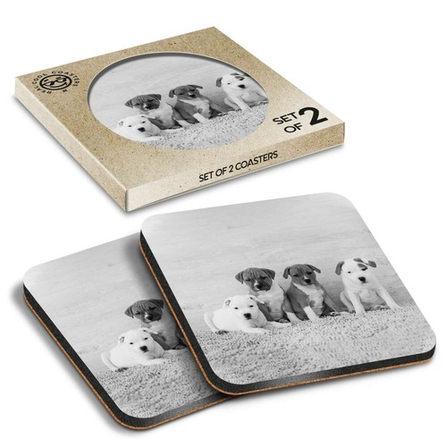 Boxed square coasters bw - square,