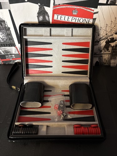 Black leather backgammon - leather,