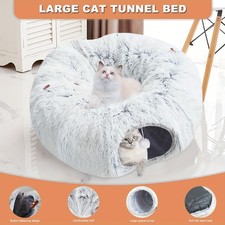 Cat Tunnel Bed Plush Hides Cat