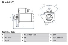 BOSCH STARTER FOR CITROEN DS