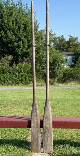 Pair weathered wooden oars - weathered,