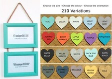 Double Photo Picture Frame Hanging Pine Wood Wooden Twine Shabby Chic Handmade