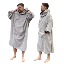 Stravaig Adults Towelling Changing Robe -Poncho Towel for Swimming - Grey Sz S-M