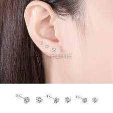 Tiny Diamond Silver Ear Stud