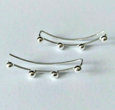 925 Sterling Silver 3mm Ball Ear Vine Climber Crawler Stud Earrings Gift Bag UK