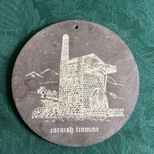 Slate Round Hanging Wall Plaque- Cornish Tin Mine 6” Diameter