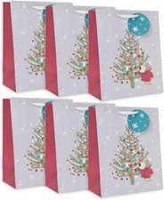 Boofle Multipack of 6 Large Gift Bags For Christmas