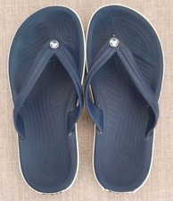 Women's Crocs Crocband Dark Blue/White Trim Flip Flops Size 37
