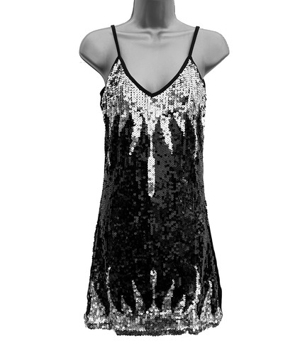 Stunning black silver sequin - silver,