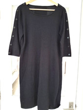 JAEGER LADIES BLACK DRESS WITH 3/4 SLEEVE, SIZE LARGE