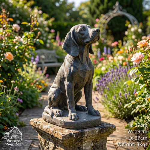 Old stone effect sitting dog - effect,