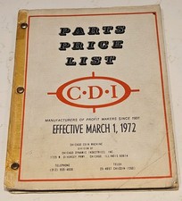 C.D.I Arcade Pinball Parts Price List March 1st 1972 in Very Good Condition.