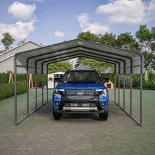 BIRCHTREE Carport Metal 13x20ft Shed Outdoor Steel Cars Boat Truck Anthracite