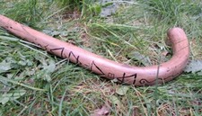 CARVED VINTAGE WALKING STICK / CANE - EARTH, FIRE, AIR & WATER - WICCAN SYMBOLS