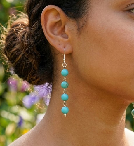 Turquoise blue beaded dangle - turquoise,