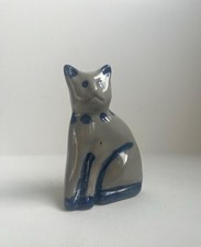 Vintage BBP Beaumont Brothers Pottery Salt-Glaze Cat – Blue & Grey