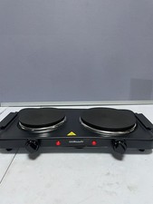 Cookworks 2500W Black Table Top Double Hotplate Hob For Convenient Cooking New