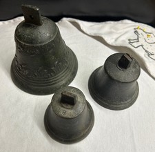 Bronze Bells x 3 Antique