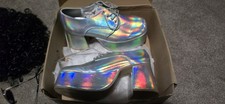 Size 10 Silver Platform Shoes 70's Disco