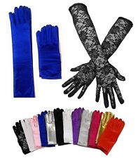 Ladies Short Wrist Gloves / Long Thin Satin Magician Party Dress Prom Wedding 