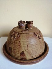 Cheese Dome Cloche Mouse 2 Mice lid Studio Pottery Catherine Burden?