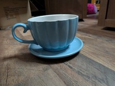 Elegant Blue Ribbed Ceramic