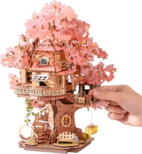 Wooden sakura tree - tree, house
