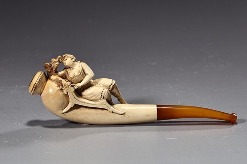 Meerschaum pipe carved lady - meerschaum,