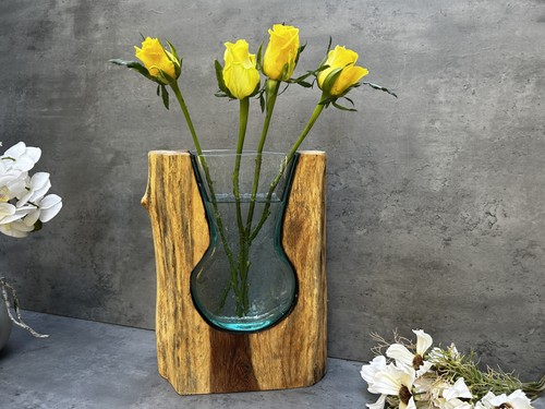 Wooden wedge vase molten - vase,