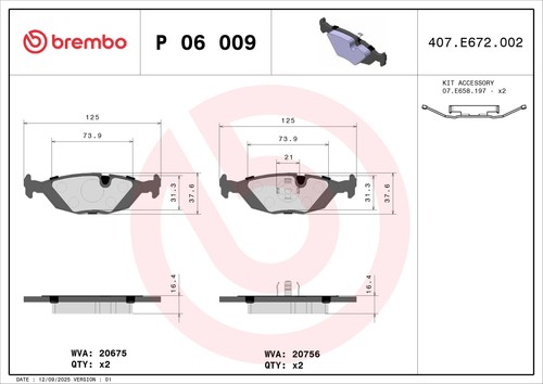 P06009 brake pad - brake, set,