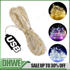 USB Plug In 50/100/200LED Micro Copper Wire Fairy String Lights Xmas Tree Party