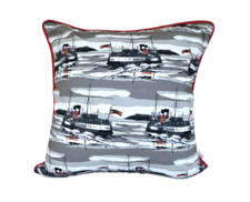CUSHION Organic Cotton Wool Zip SQUARE 46x46cm WAVERLEY Paddle Steamer CLEARANCE