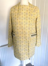 Monsoon Coat Jacquard Size 10 Yellow Lined