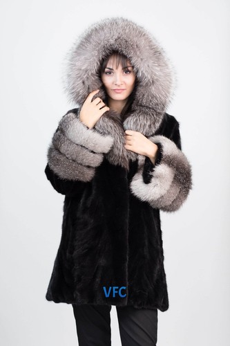 Black mink coat - black,