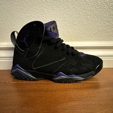 Nike Air Jordan 7 Retro Bucks Shoes Mens 10.5 Black Purple Ray Allen 304775-053