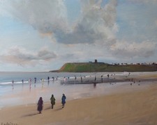 ORIGINAL LUDVIGSEN "Scarborough north bay" castle Yorkshire York beach PAINTING