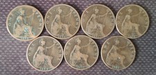 Victorian Old Head Pennies 7 off 1895 - 1901