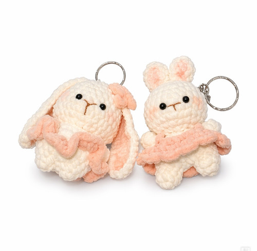 Crochet bunny keyring bag - 2x,