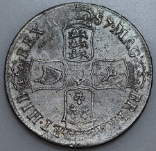 JAMES II 1687 CROWN, BRITISH SILVER COIN GVF