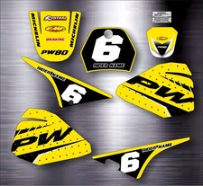 YAMAHA PW 80 Yellow GRAPHICS inc. Rider Name and Number Custom Stickers decals