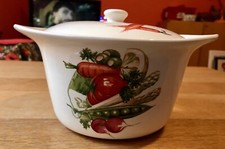 Vintage Egersund Norway Lidded Casserole Dish Vegetable Design UNUSED CONDITION
